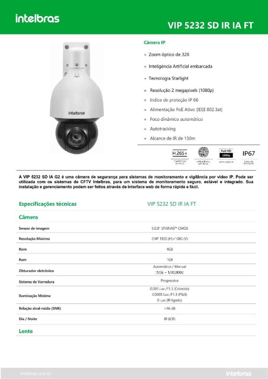 Intelbras VIP 5232 SD IR IA FT