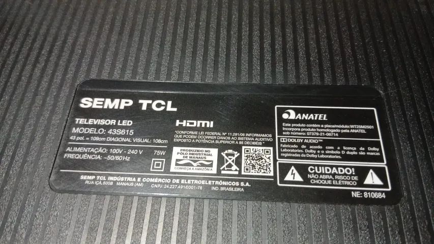 Tv Tcl Semp 43S615 43 Polegadas Defeito - Foto 3