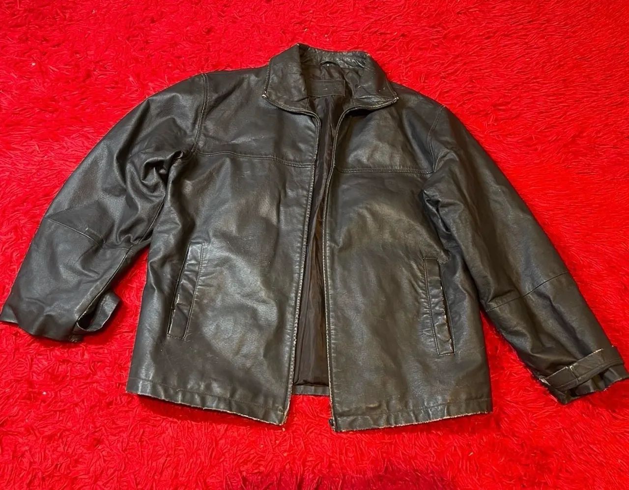 jaqueta de couro legítimo vintage