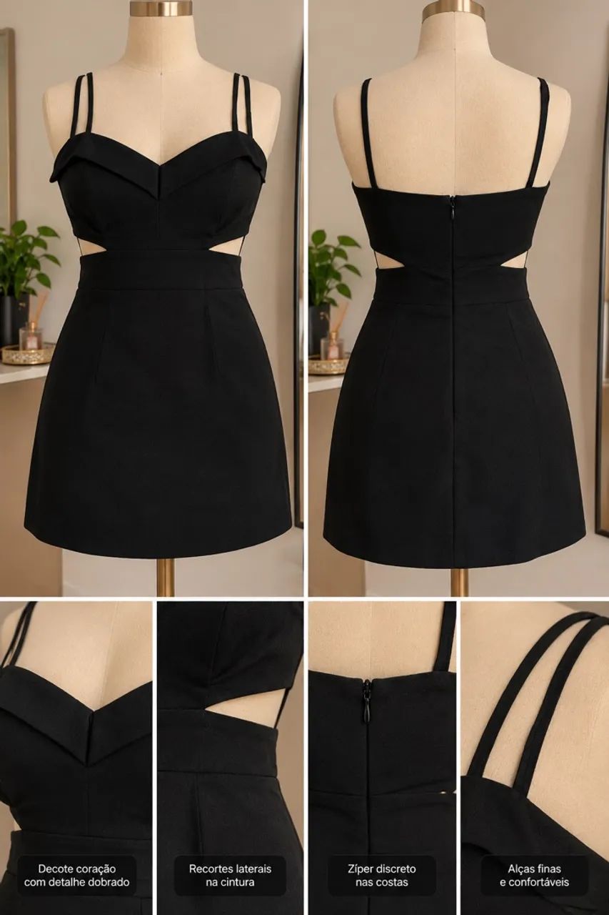 2 looks, vestido e conjunto pretos
