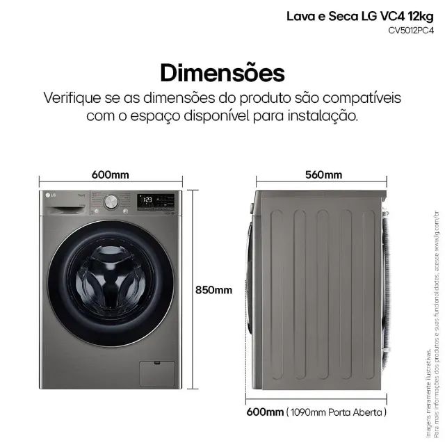 Lava e Seca Smart LG VC4 12kg - Foto 5