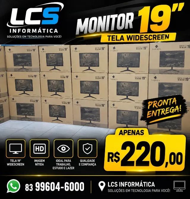 Monitor Novo 19' Polegadas HDMI VGA