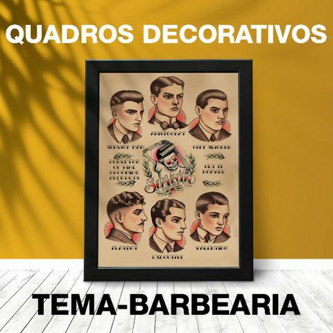 Decorativos Quadros Tema Barbearia - Kit Com 5 Quadros