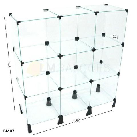 Balcao de vidro Modular 0,90 x 1,00 x 0,30 frete e Montagem Gratis