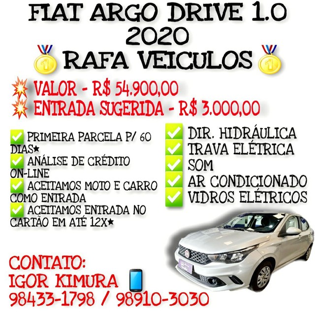 FIAT ARGO DRIVE 1.0 FIREFLY 2020. FALAR COM IGOR NA RAFA VEICULOS 67H*