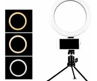Ring Light Iluminador Led Selfie Tripé Mesa 16cm + Bluetooth - Foto 2