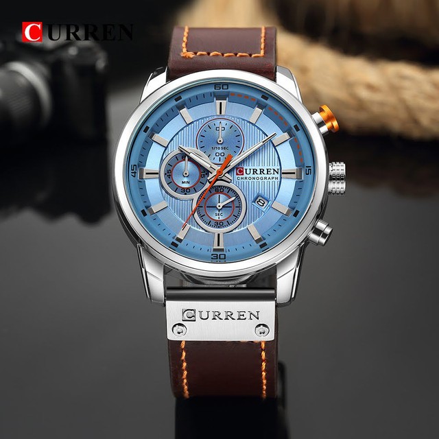 Relógio original importado Marca Curren pulseira em couro genuíno.