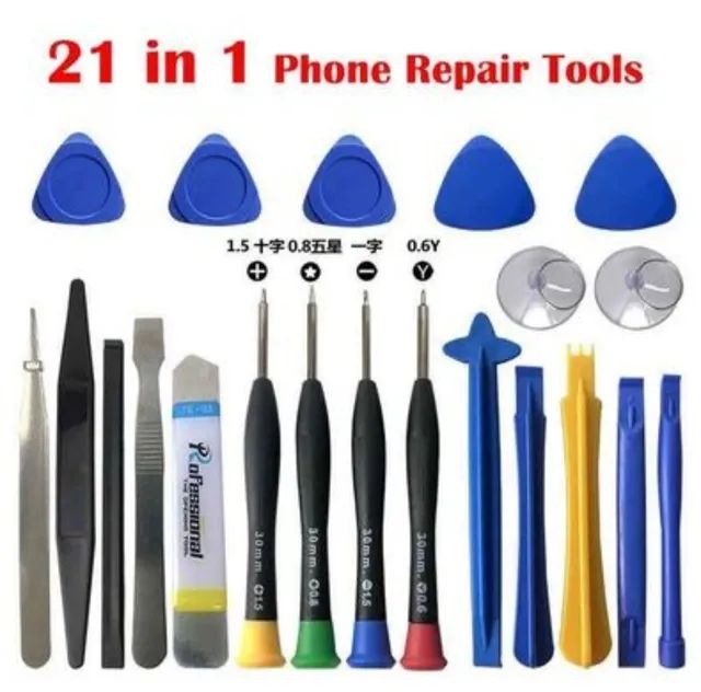 kit com 21 ferramentas para conserto e reparação para a maioria dos smartphones