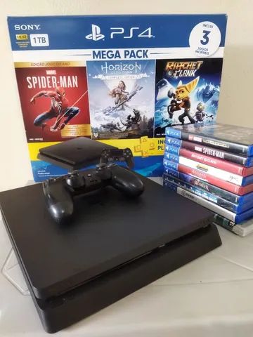 PS4 1TB + Jogo Spider-Man + Horizon Zero Dawn + Ratchet & Clank