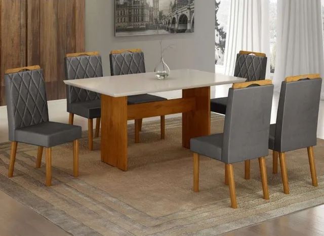 Mesa 100% MDF  com 6 cadeiras Ísis!! TT9871M - Foto 2