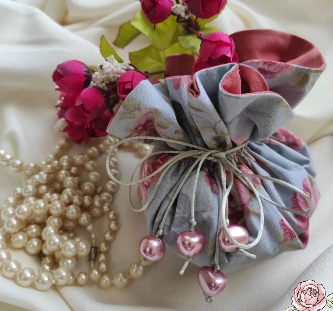 PORTA JÓIAS ou BIJUTERIAS  SOFISTICADOS exclusividade em tecido Mussolini 100% algodão