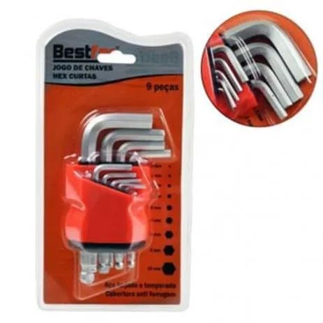 Jogo De Chave Hex Curta Pequena C/ponta Bola 9pçs Ac Bfh1425