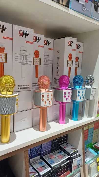 Microfone Sem Fio Bluetooth WS-856 - Karaoke, Gravação e Transmissão