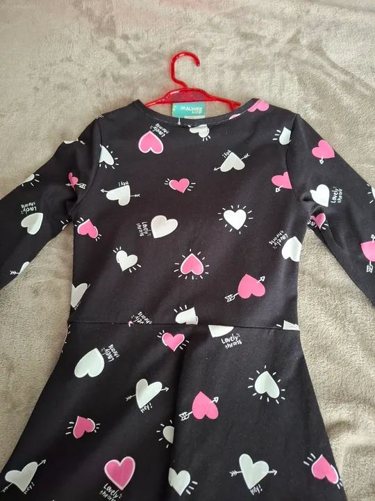 Vestido Infantil - Estampa de Corações - Foto 4