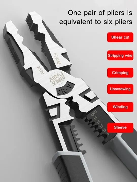 Alicate Univeral Max Titanium Corta Tudo Descasca Cabo Airaj Novo Lacrado. - Foto 3