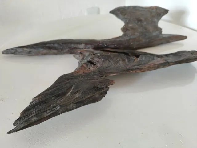 Escultura rara natural em madeira antiga submersa em leito de rio em formato de ferramenta - Foto 6