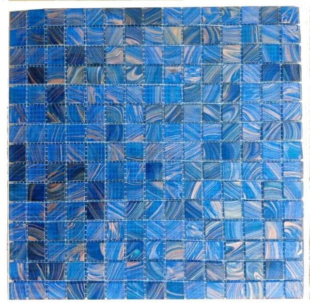 Pastilhas Azul Cobalt Ouro 2 x 2cm  - 1 placa - 225 pastilhas