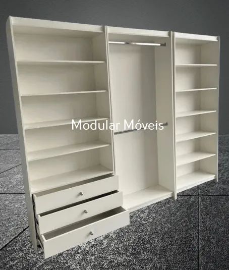 Estante Prateleira com Gavetas Cabideiro Duplo Prateleira 220 Altura