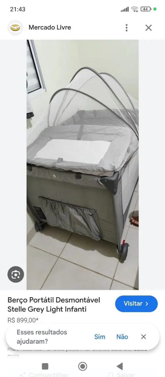 Berço Portátil Desmontável Stelle Grey Light Infanti