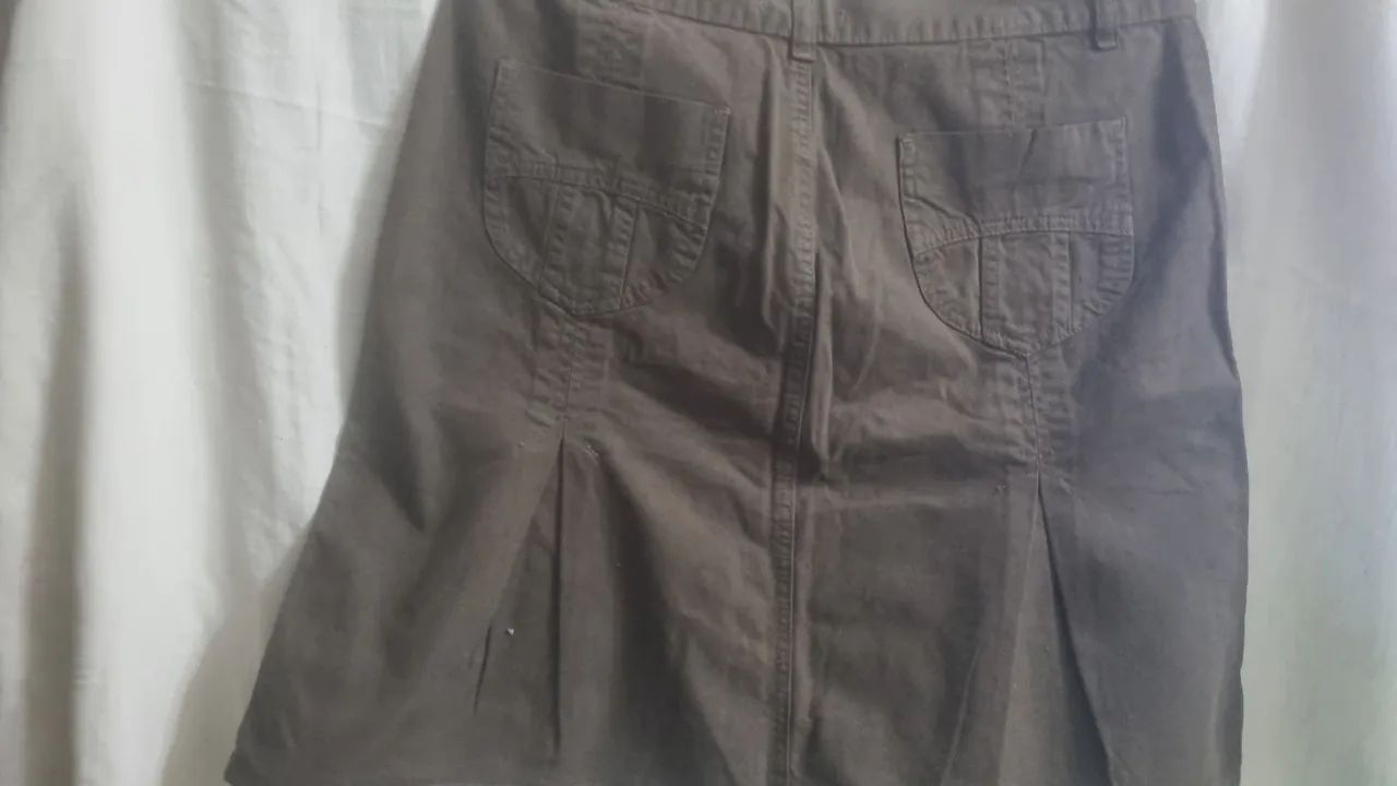 Saia evasê marron de brim 42 - Foto 2