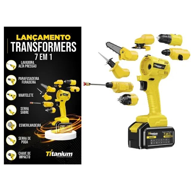 FERRAMENTA MULTIFUNCIONAL À BATERIA 7 EM 1 TRANSFORMERS TITANIUM