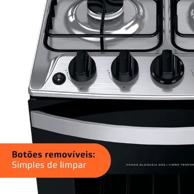 Fogão Brastemp 4 bocas Inox - Excelente estado! - Foto 5