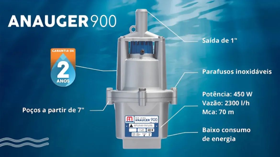 Bomba Submersa Vibratória Anauger 900 - 450w
