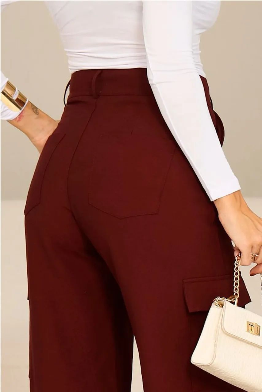 Calça Cargo Branca Wide Leg - Foto 2