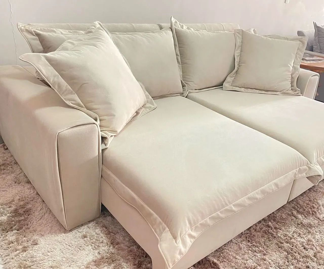 Sofá Chaise Longue Branco - Novo