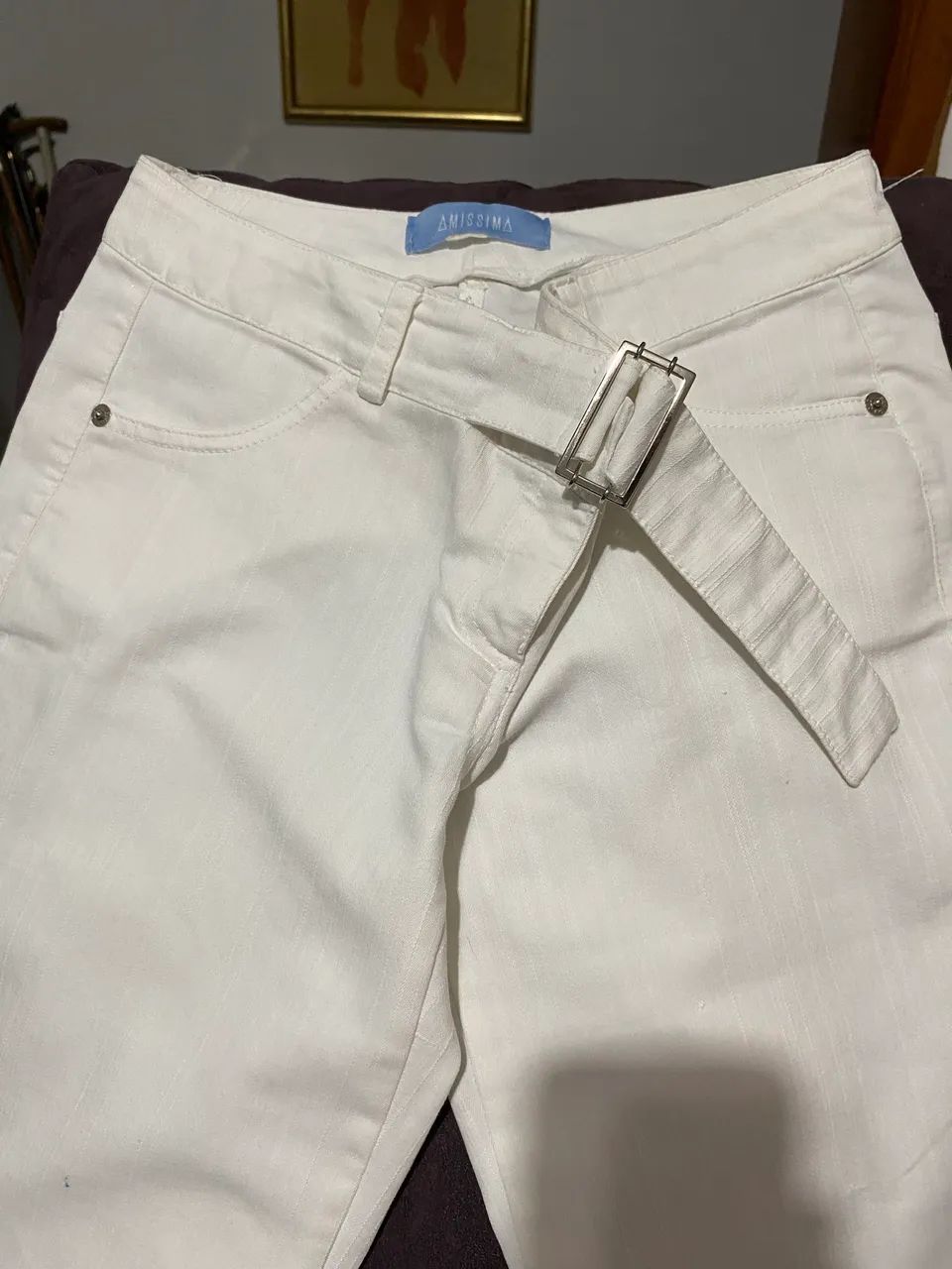Calça feminina de sarja, tamanho 38 - Foto 2
