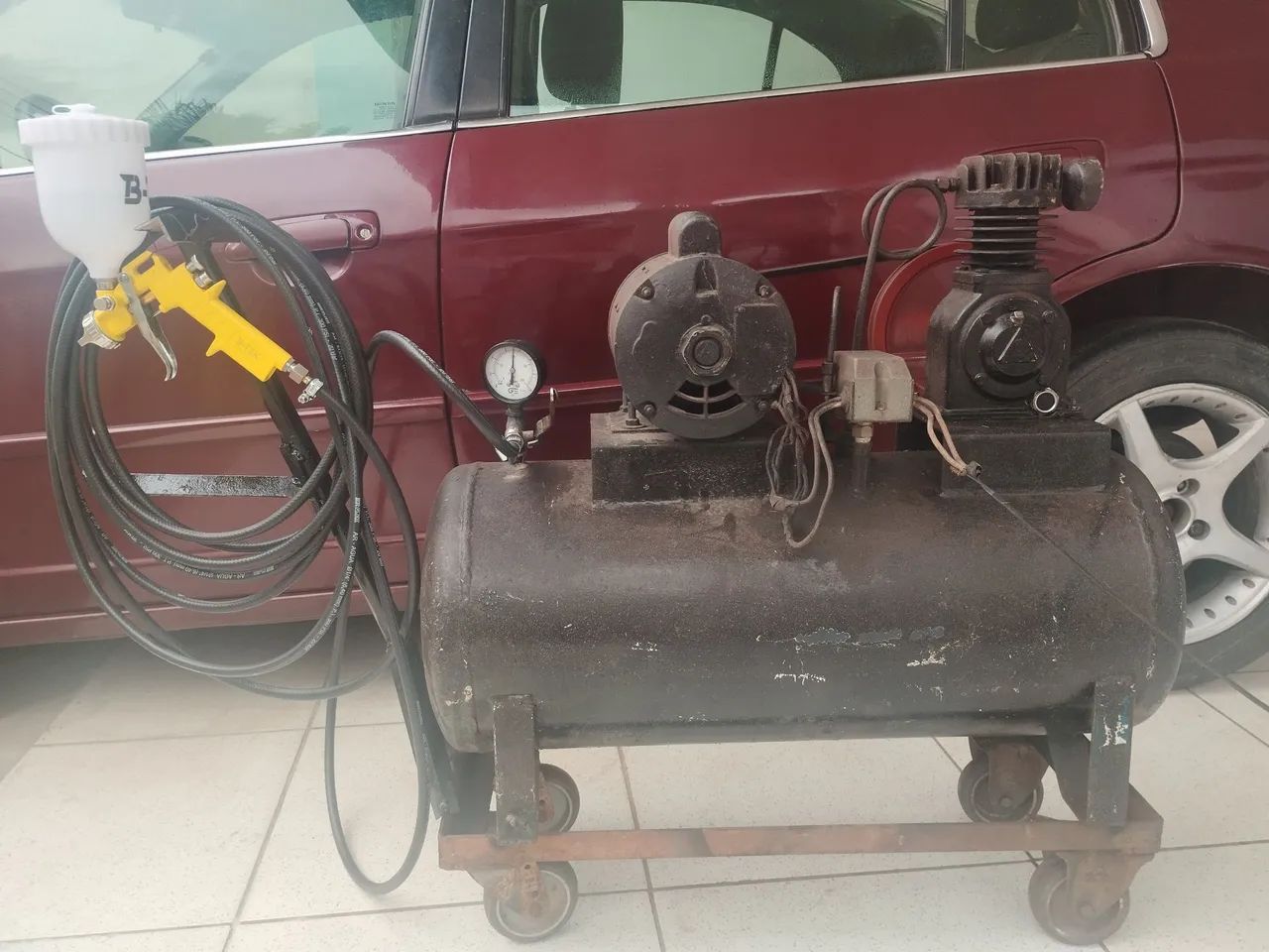 Compressor de Ar 75 litros com mangueira e pis*tola  de pintura 