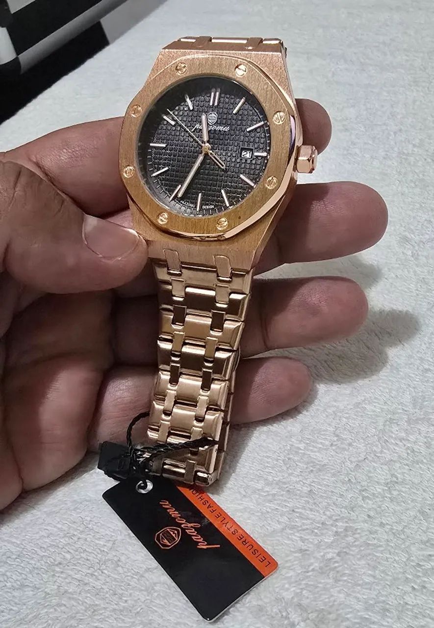 Relógio da Paazomu dourado rosé em aço original  - Foto 2