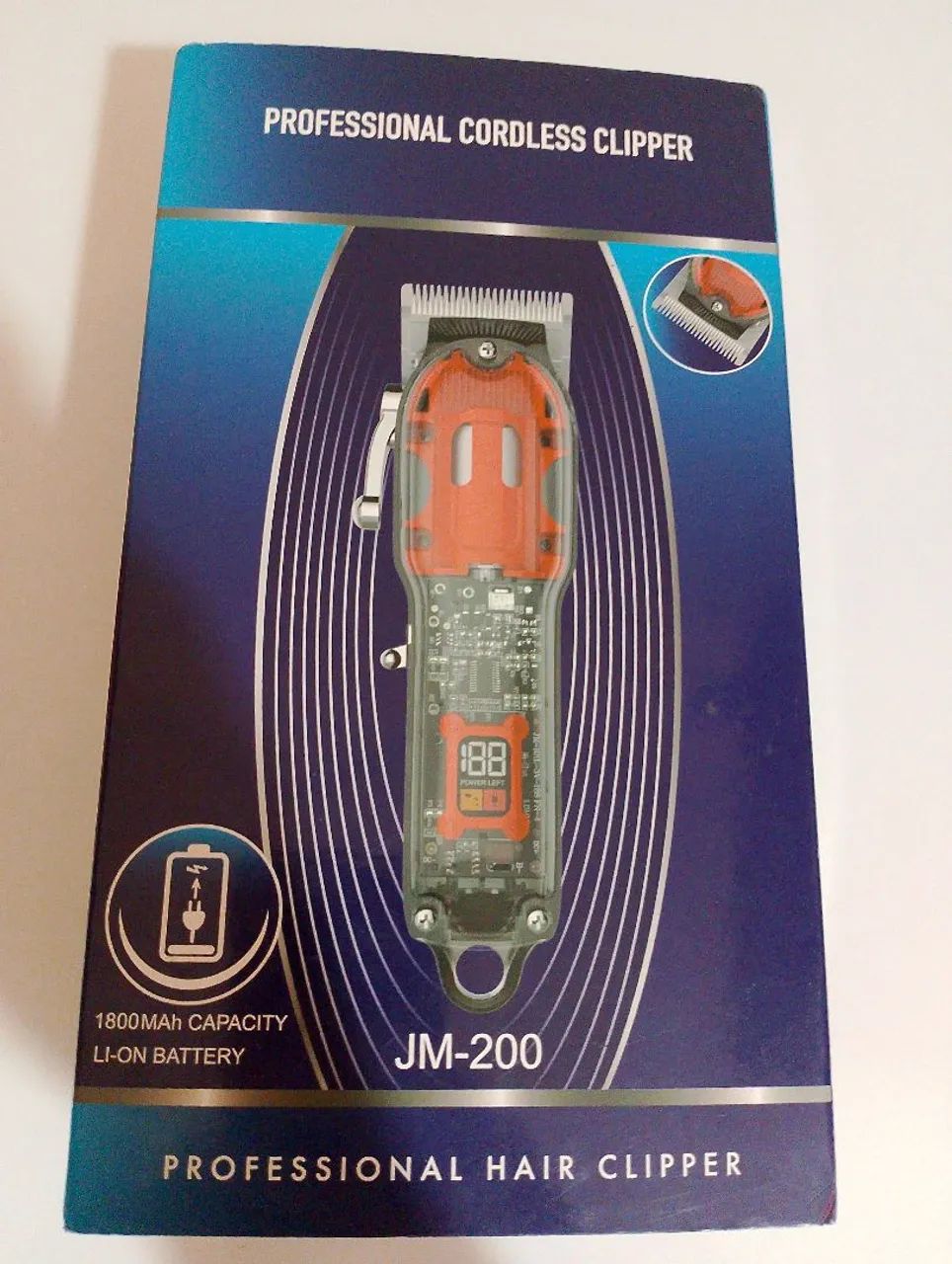Máquina de Cortar Cabelo Profissional Sem Fio JM-200