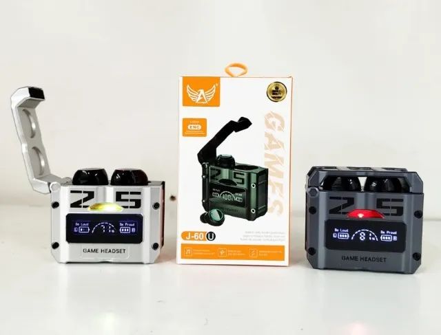 Fone De Ouvido Gamer Bluetooth 5.3 J60 Powerbank Display Led