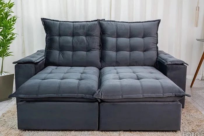 Sofá Retrátil Reclinável 2.10m Veludo D33 e Molas Ensacadas - Foto 3