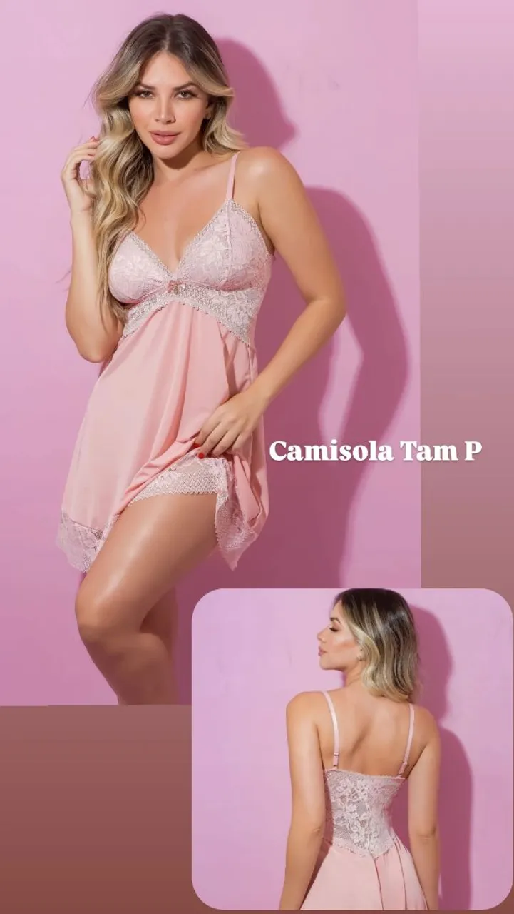 Camisola Rosa de Renda - Tam P