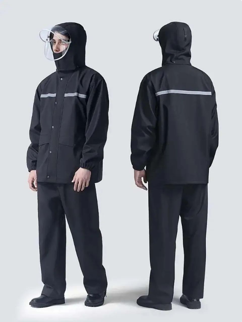 Capa de Chuva Impermeável Para Motoqueiro pvc C/ Capuz e Viseira XGG - Foto 2