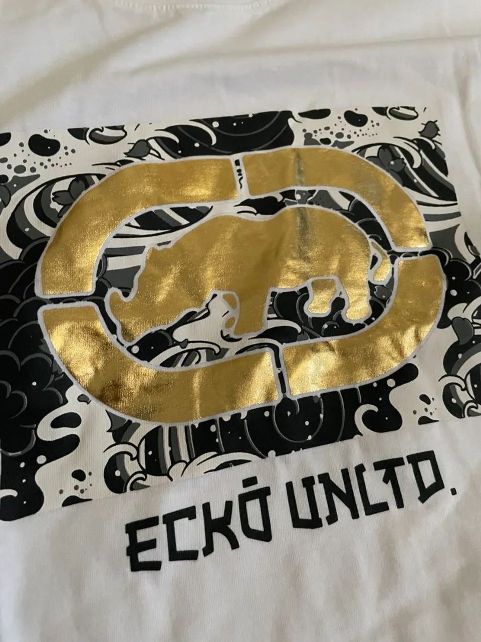 Camiseta manga longa Ecko Unltd, logo Gold tam.GG.