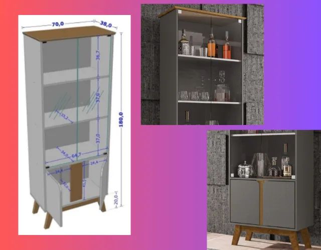 Cristaleira com 4 Portas e Pés Retrô FEITO EM MDF/MDP (SUPER OFERTA)!! - Foto 2