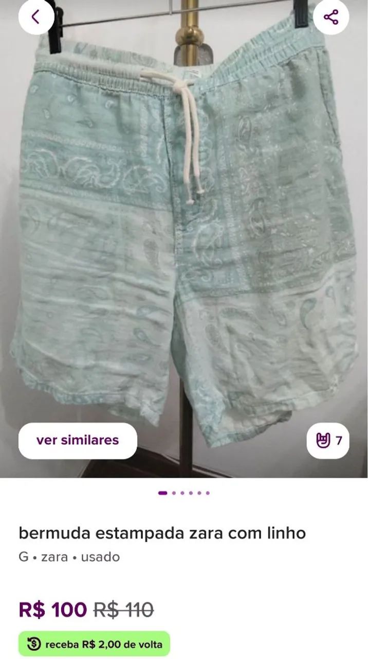 Bermuda estampaada Zara com linho  - Foto 3