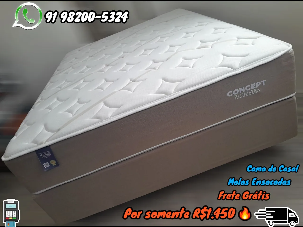 Cama Box Casal Concept Plumatex - Molas Ensacadas - Frete Grátis