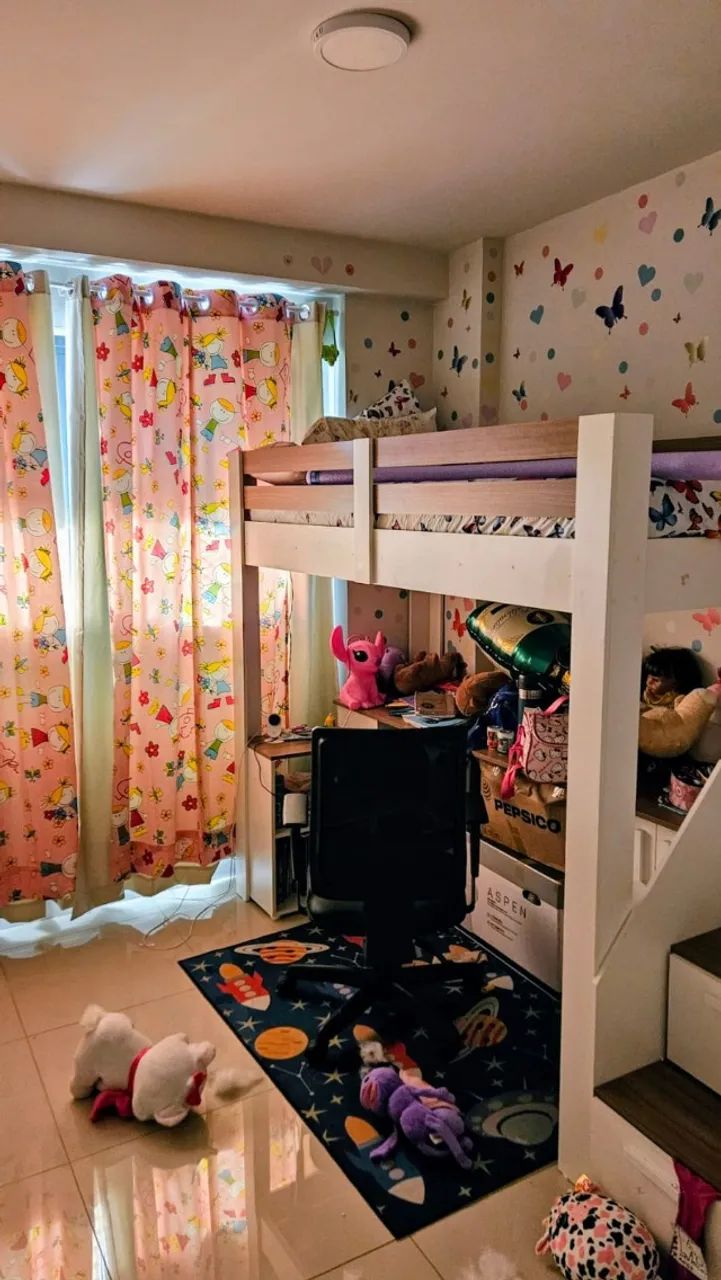 Cama beliche Alta Juvenil com escritório  casatema Star Plus Office