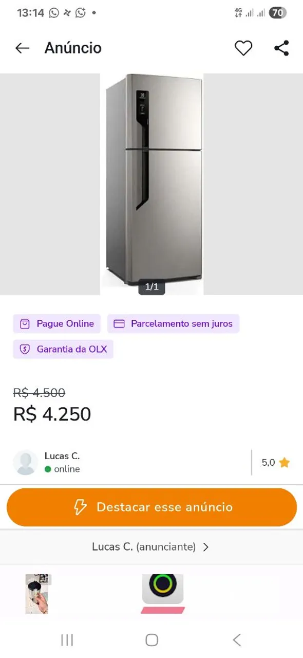 Geladeira Electrolux Frost Free 2 Portas