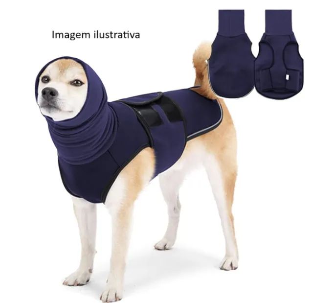 Colete combate ansiedade para cão, com velcro, azul marinho, tamanho P, seminovo