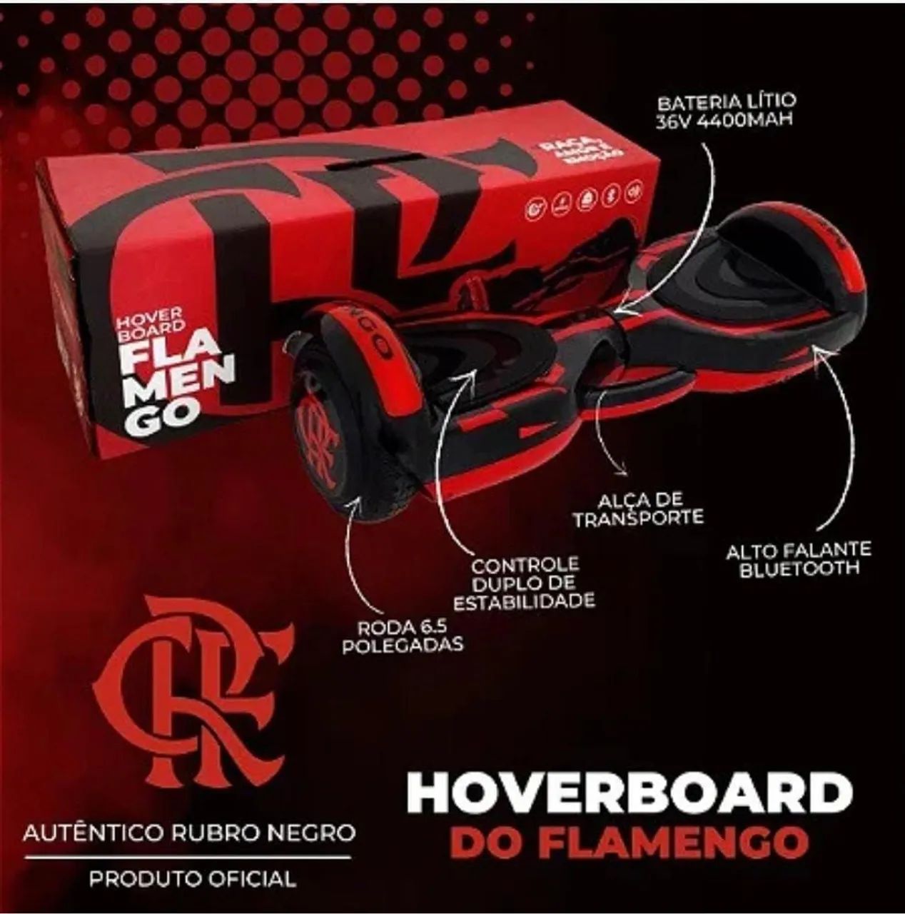 Hoverboard do Flamengo Oficial 6,5" - Foto 2