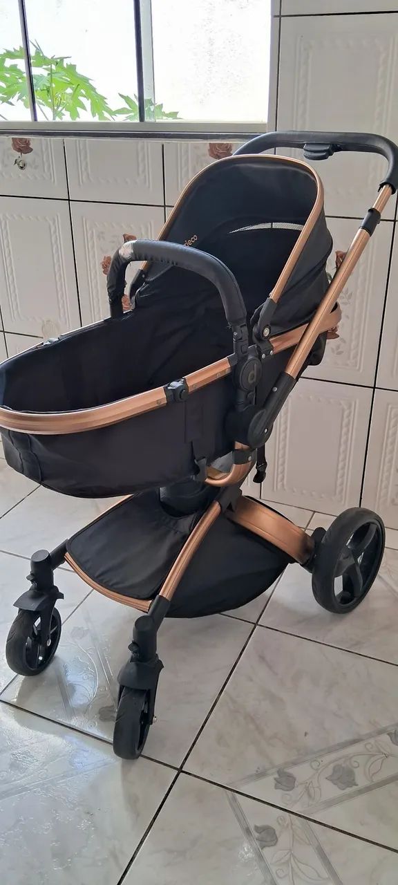 Carrinho de Bebê Travel System Dzieco Vulkan Preto/Dourado - Foto 3