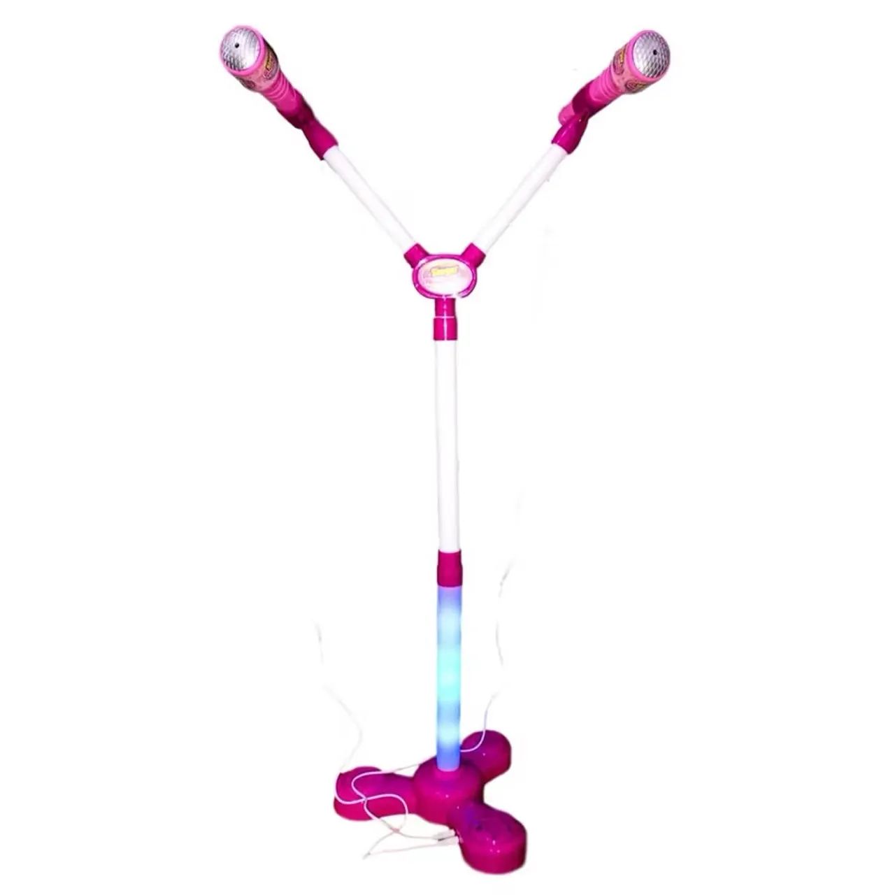 Microfone Karaokê Infantil Som Luz Conecta Celular Pedestal 