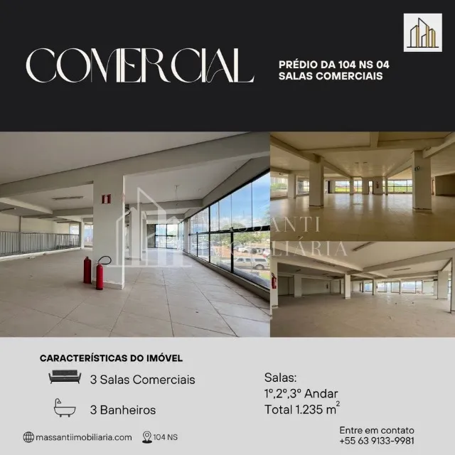 Aluga-se Salas Comerciais na 104 Sul com até 433,68 m², em Palmas TO