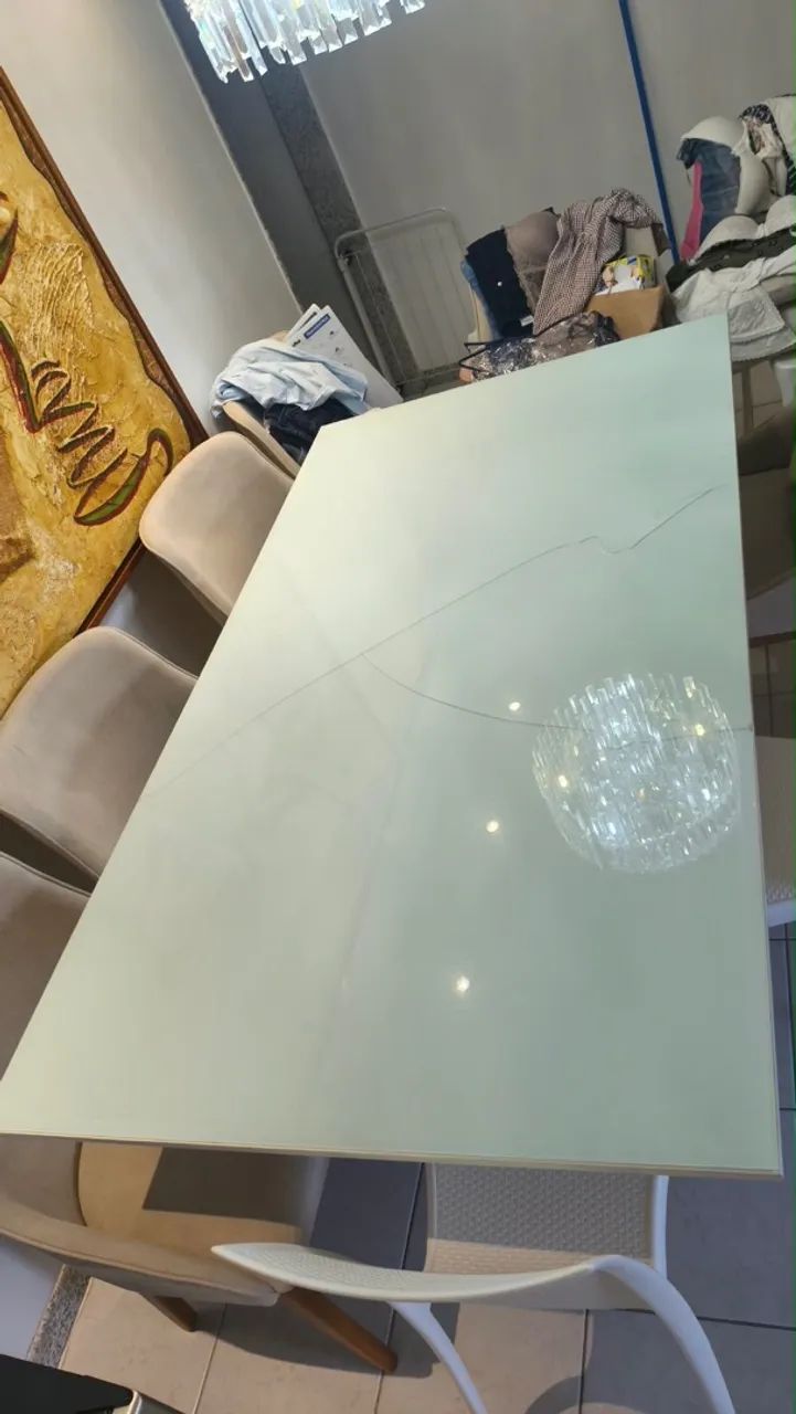 Mesa tampo de vidro 