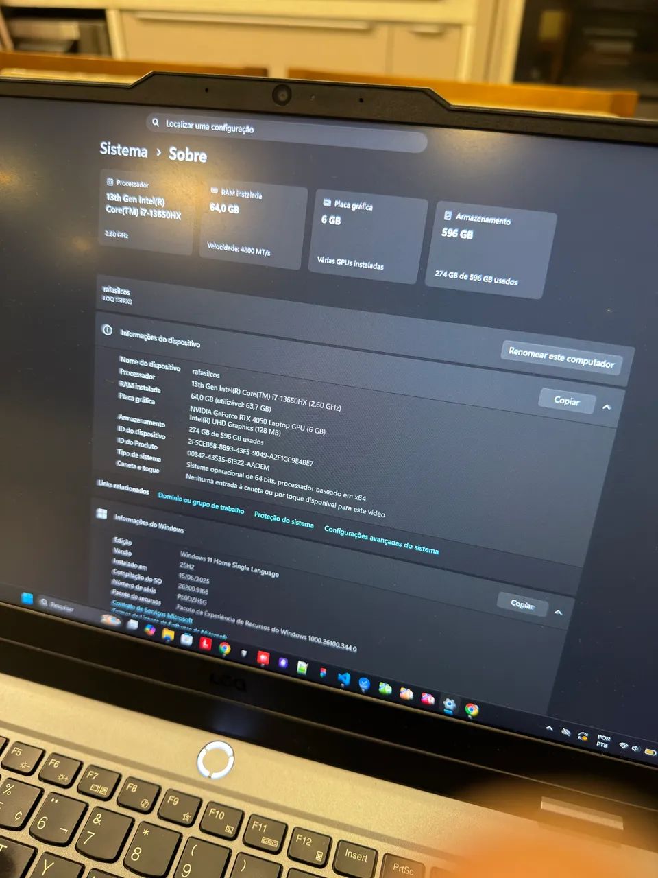Lenovo LOQ 15IRX9 i7 + RTX 4050 + 64GB DDR5 Impecável, NF e Caixa - Foto 3